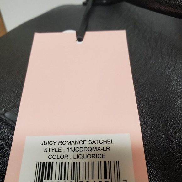 Juicy Couture Liquorice Romance Satchel Handbag with White Bow And Heart Charm - Picture 8 of 8